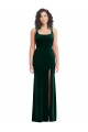 Purcahse  Sleeveless Square Neck Trumpet Stretch Velvet Semi Formal Evening Dress UK