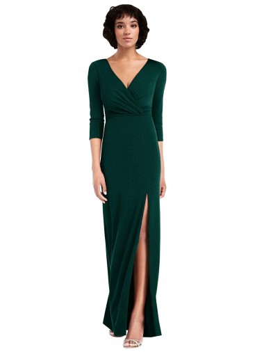 Purcahse  V-Back Long Sleeves V-Neck Trumpet Spandex Formal Evening Dress UK