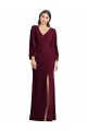 Purcahse  Puff Sleeves V-Neck Trumpet Stretch Crepe Semi Formal Evening Dress UK