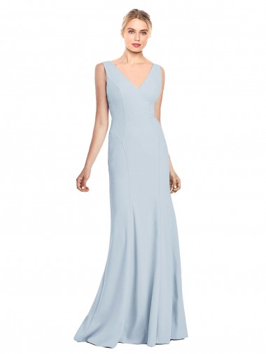 Purcahse  Low Back Sleeveless V-Neck Trumpet Stretch Crepe Evening Dress UK