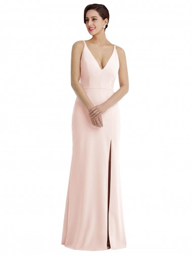 Purcahse  V-Back Sleeveless V-Neck Trumpet Stretch Crepe Formal Evening Dress UK