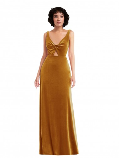 Purcahse  V-Back Sleeveless V-Neck Trumpet Stretch Velvet Semi Formal Evening Dress UK