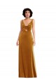 Purcahse  V-Back Sleeveless V-Neck Trumpet Stretch Velvet Semi Formal Evening Dress UK